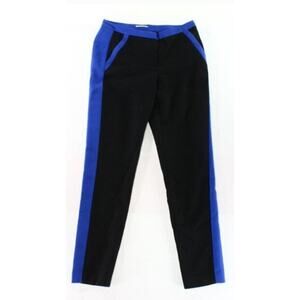 Halogen Womens Sz 10 Tuxedo Strip Dress Pants Black Blue Goth Professional